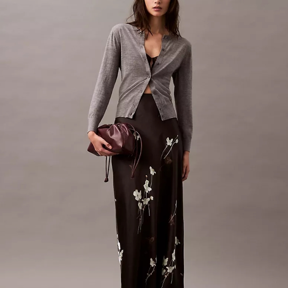 Calvin Klein Black and Green Floral Skirt